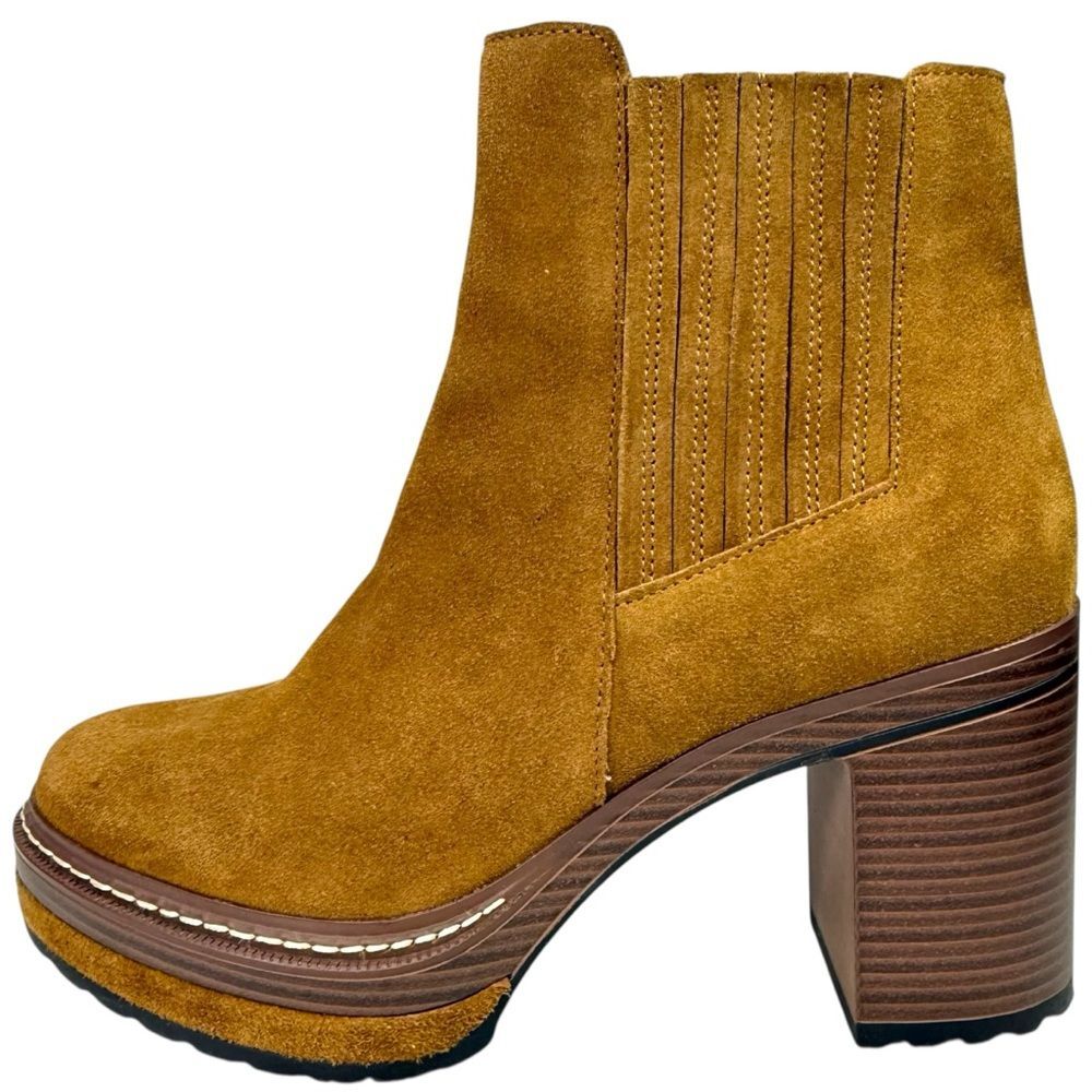 Steve Madden Searches Suede Platform Chelsea Boots Tan Womens Sz 9 Western Boho